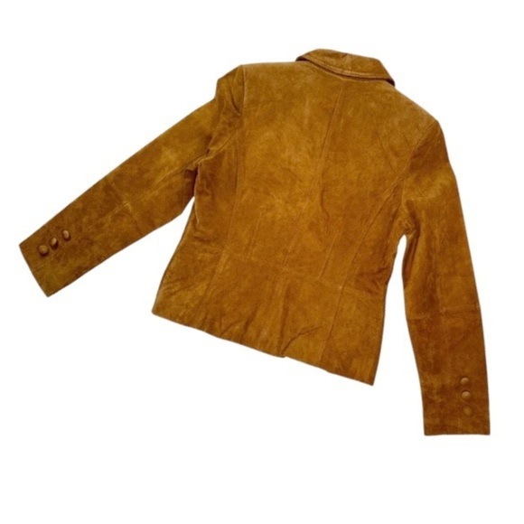 Vintage Covington Cognac Brown Suede Leather Preppy Jacket Blazer Size 10 - Picture 6 of 12